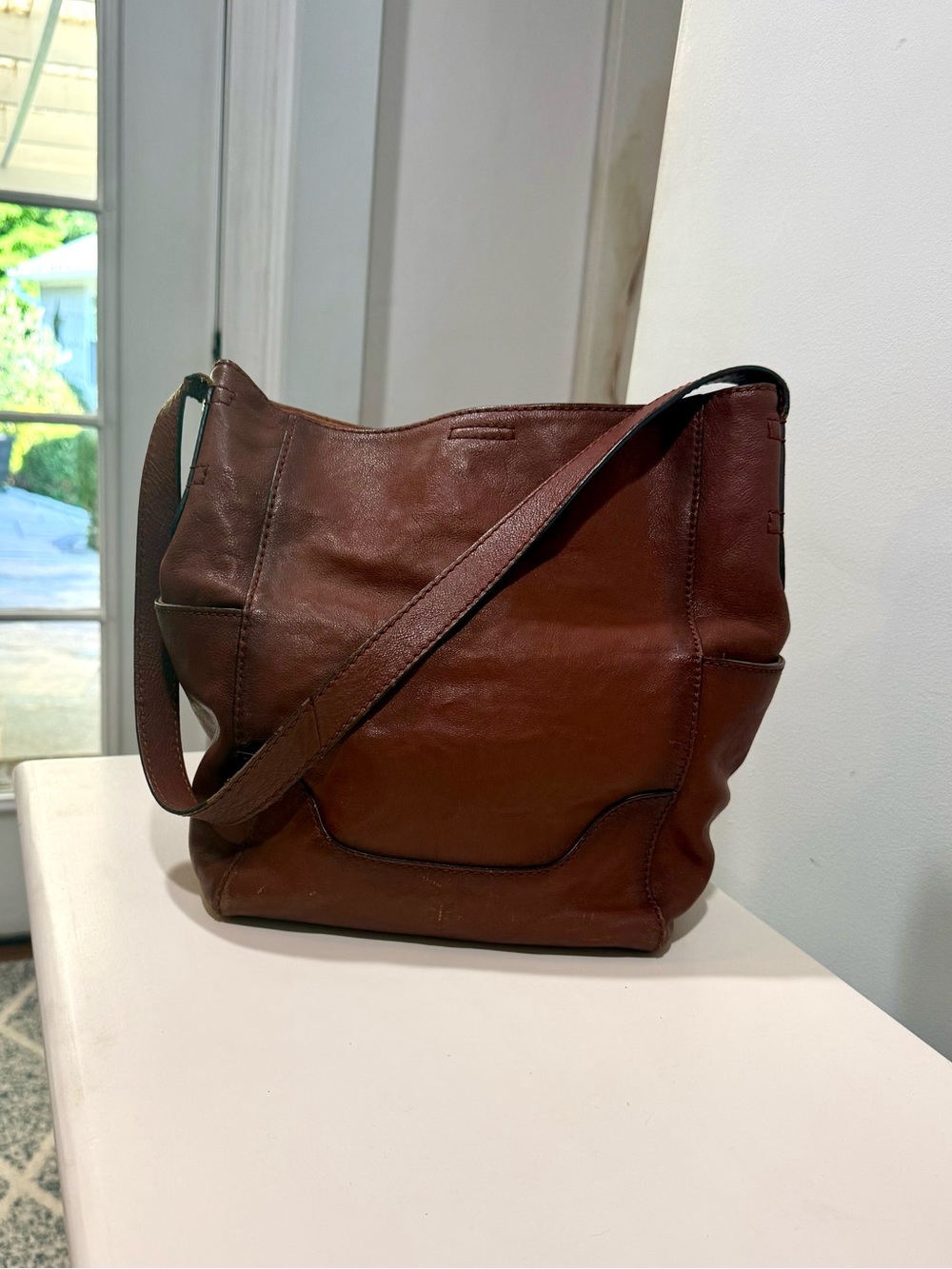 Frye Leather Hobo Bag Side Pocket Cognac